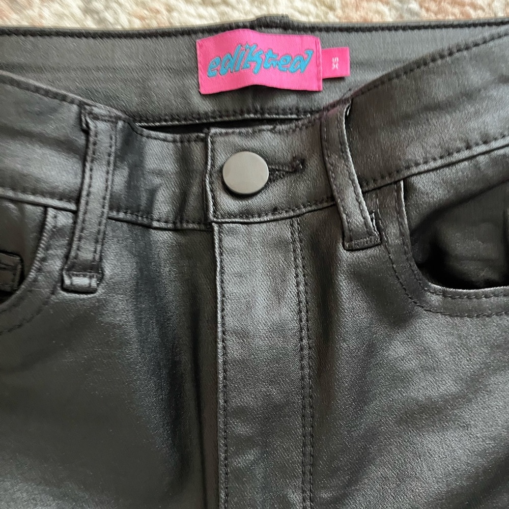 Edikted Luna faux leather flare pants XS